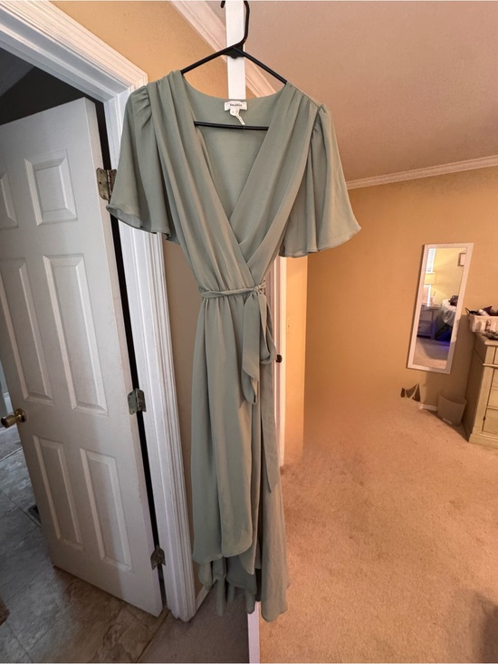 Soieblu Dresses & Skirts - Soieblu Sage Green Wrap High-Low Maxi Dress